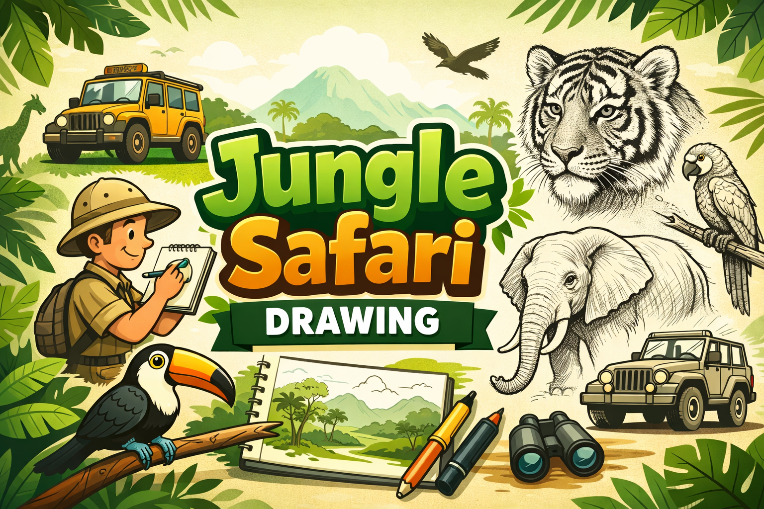 jungle safari drawing